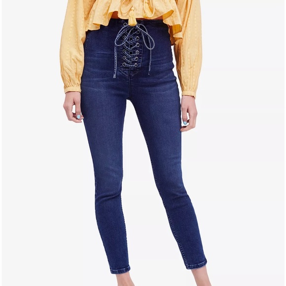 Free People Denim - Free People High-Rise Lace-Up Jeggings
